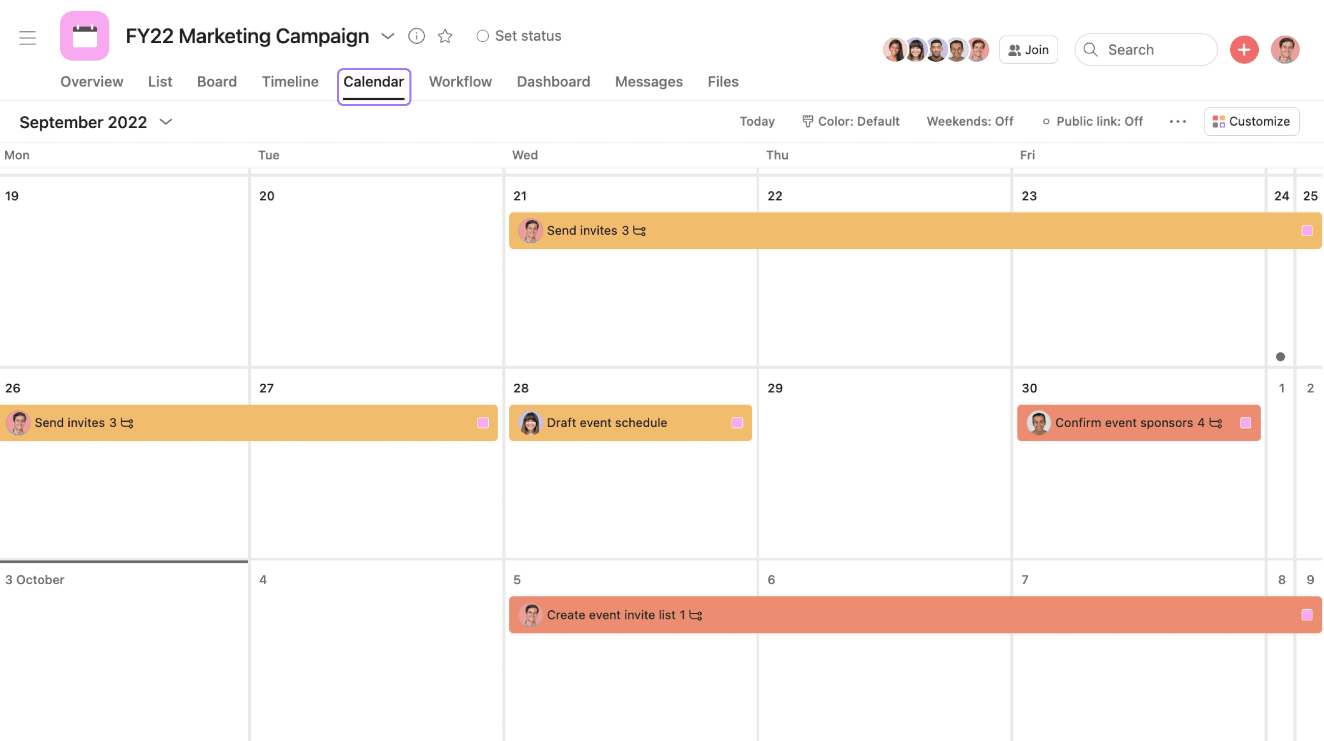 Planning with Asana calendar